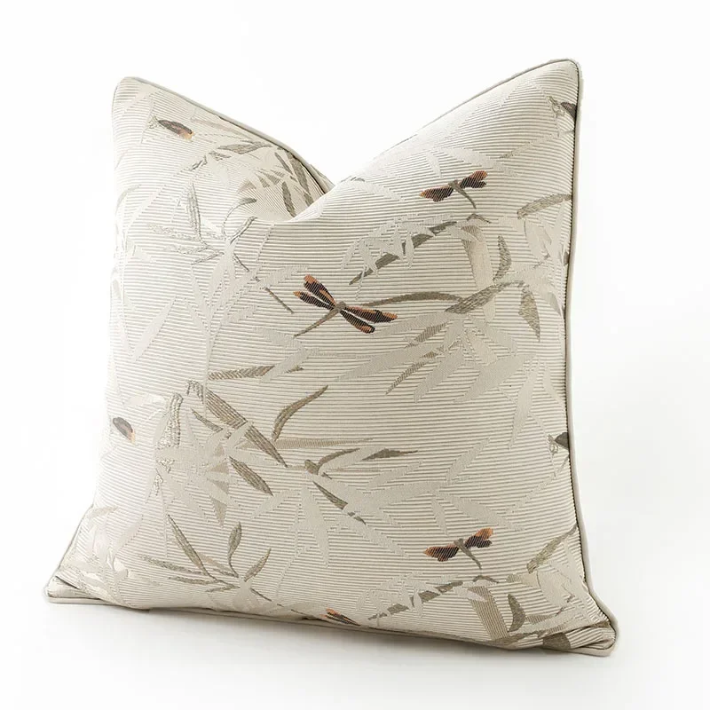 High End Chinese Jacquard Cushion Cover Dragonfly Jacquard Square Pillowcase Light Luxury Home Sofa Pillow Covers Decorative