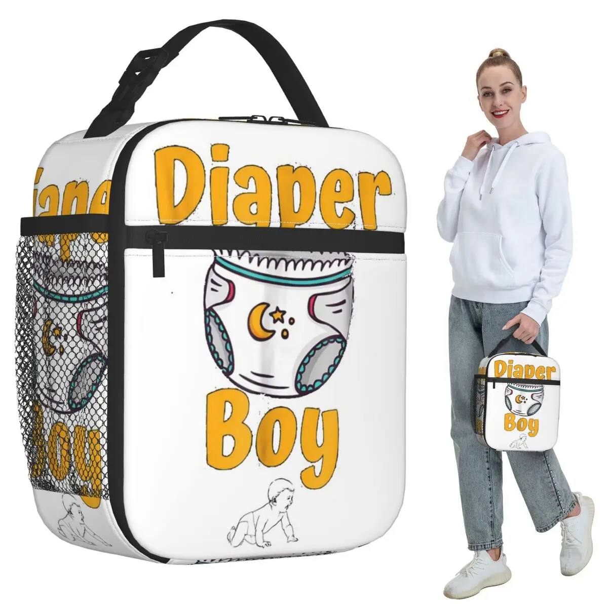 

Diaper Boy Insulated Lunch Bag for Kids School Cooler Thermal Food Box Tote Portable Lunch Boxes Container