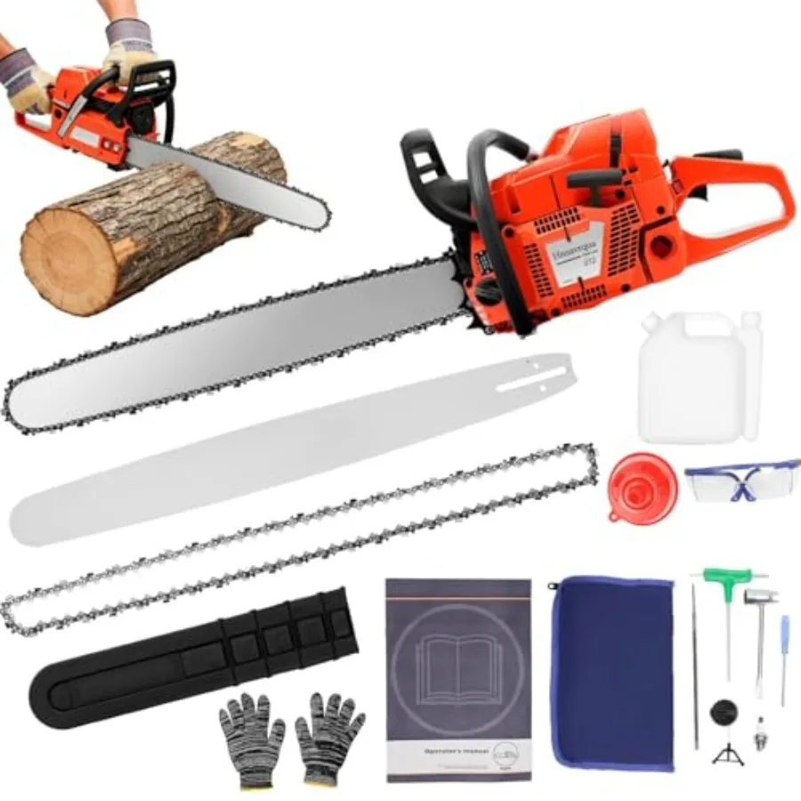

71CC 2-Cycle Power Petrol Chain Saws,28 Inch Gas Powered Chainsaw,4-HP Single Cylinder,Air-Cooled, Chain Saws,Handheld Cordless