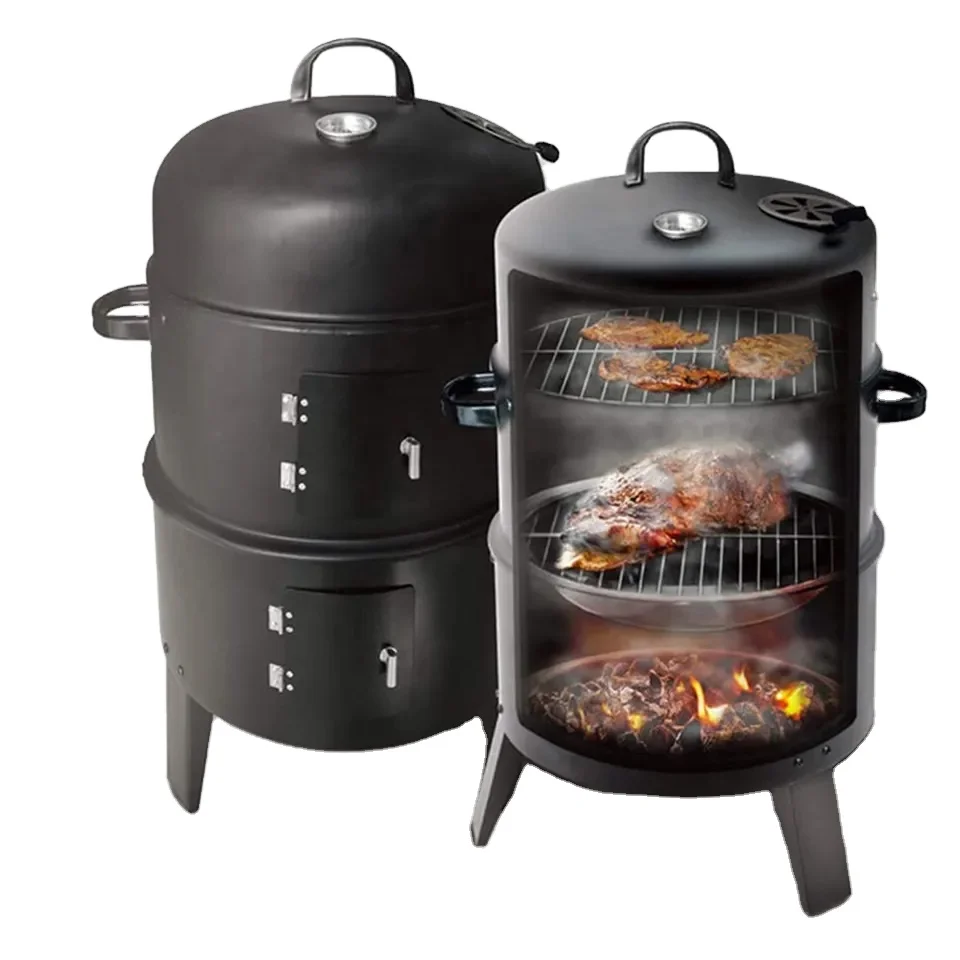 Backyard Heavy Duty 3 in 1 Smokeless Vertical Outdoor Meat Charcoal Bbq Grill Smoker Barbecue Barrel Grill
