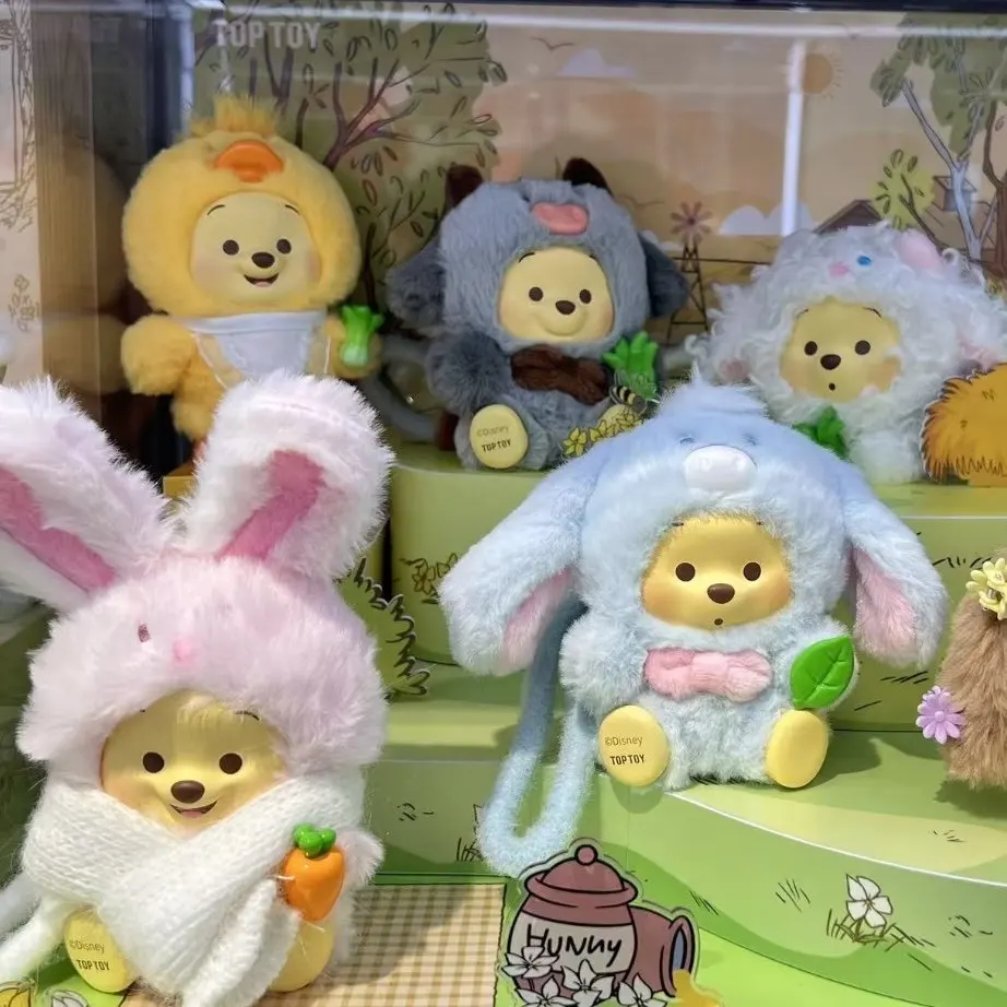 

100%Genuine Disney Winnie The Pooh Blind Boxes Bear Pendant Farm animals Series Vinyl Toy Cute Model Desktop Ornament Collect