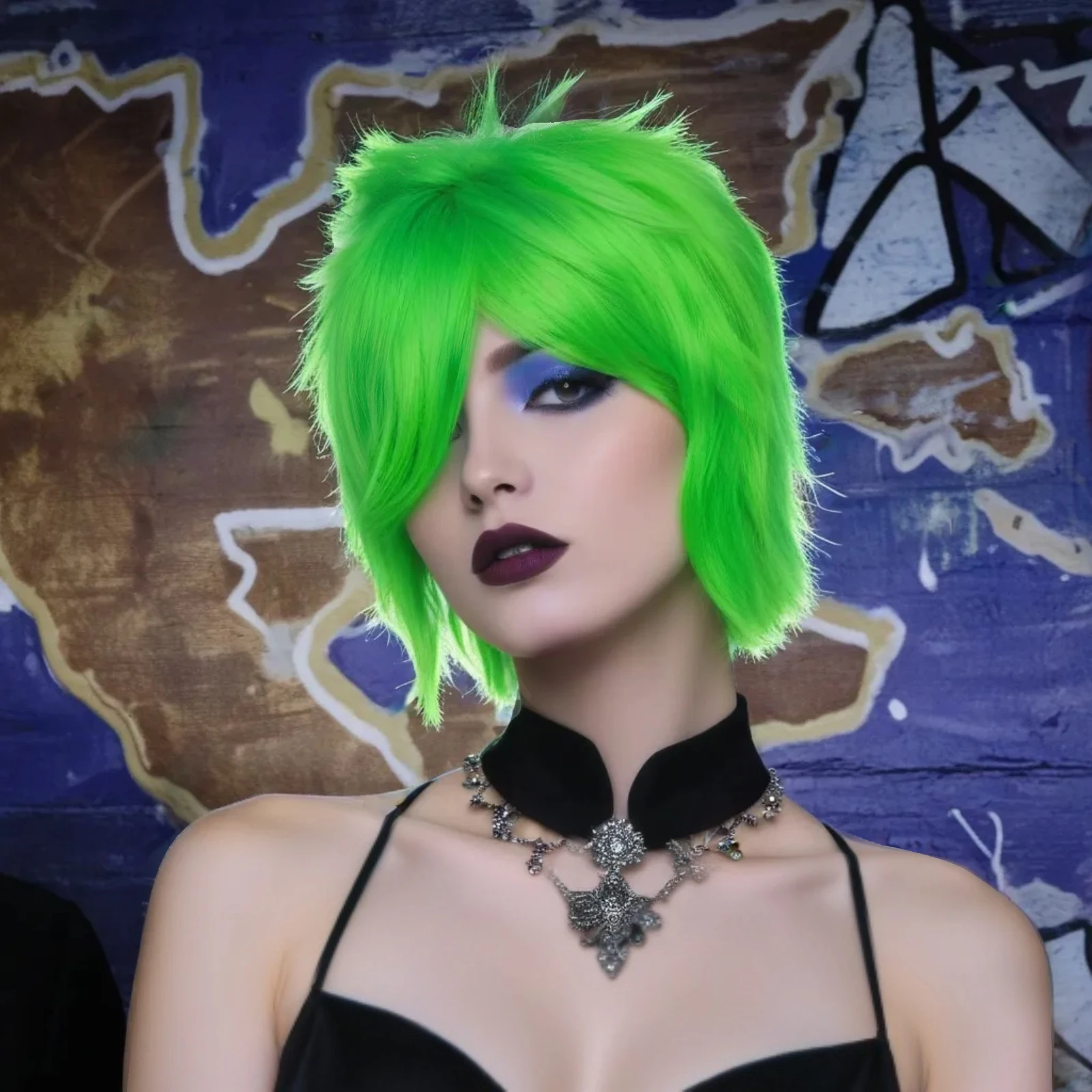 

Зеленый короткий многослойный парик для косплея для мужчин и женщин, синтетические волосы в стиле аниме с боковой челкой, аксессуар для костюма на Хэллоуин