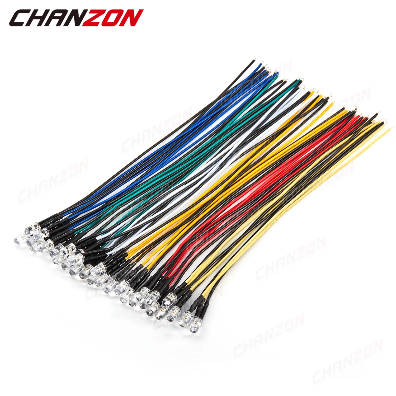 6 Colors x 5pcs 12V 5mm Prewired LED Diode Kit Light Emitting Warm White Red Green Blue Yellow 9 12 V Cable Wire Assortment Set