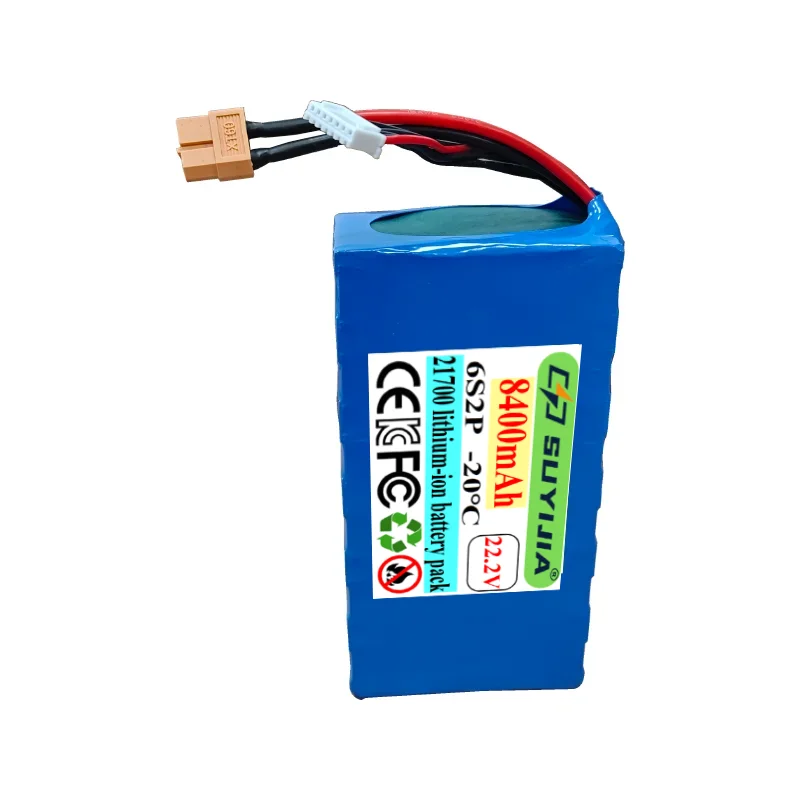 22.2V 8400mAh 6S2P FPV Model Aircraft Drone 21700 Battery Low Temperature Resistant 22.2V Lithium Battery 8400mAh High Rate 85A