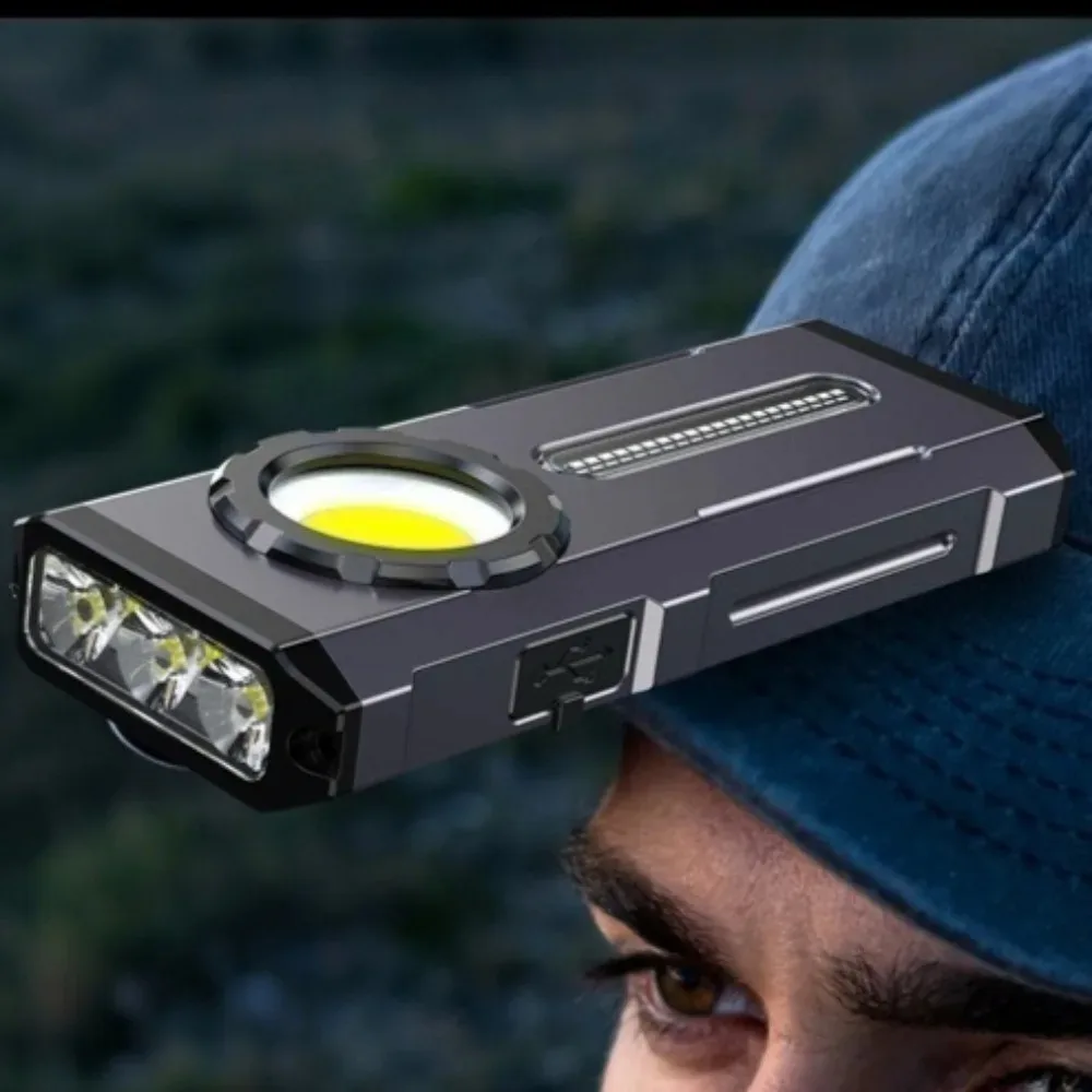 Magnetic COB High Bright Flashlight Type‑C Fast Charging Torch With RGB Colorful Side Light For Camping Field Maintenance Use