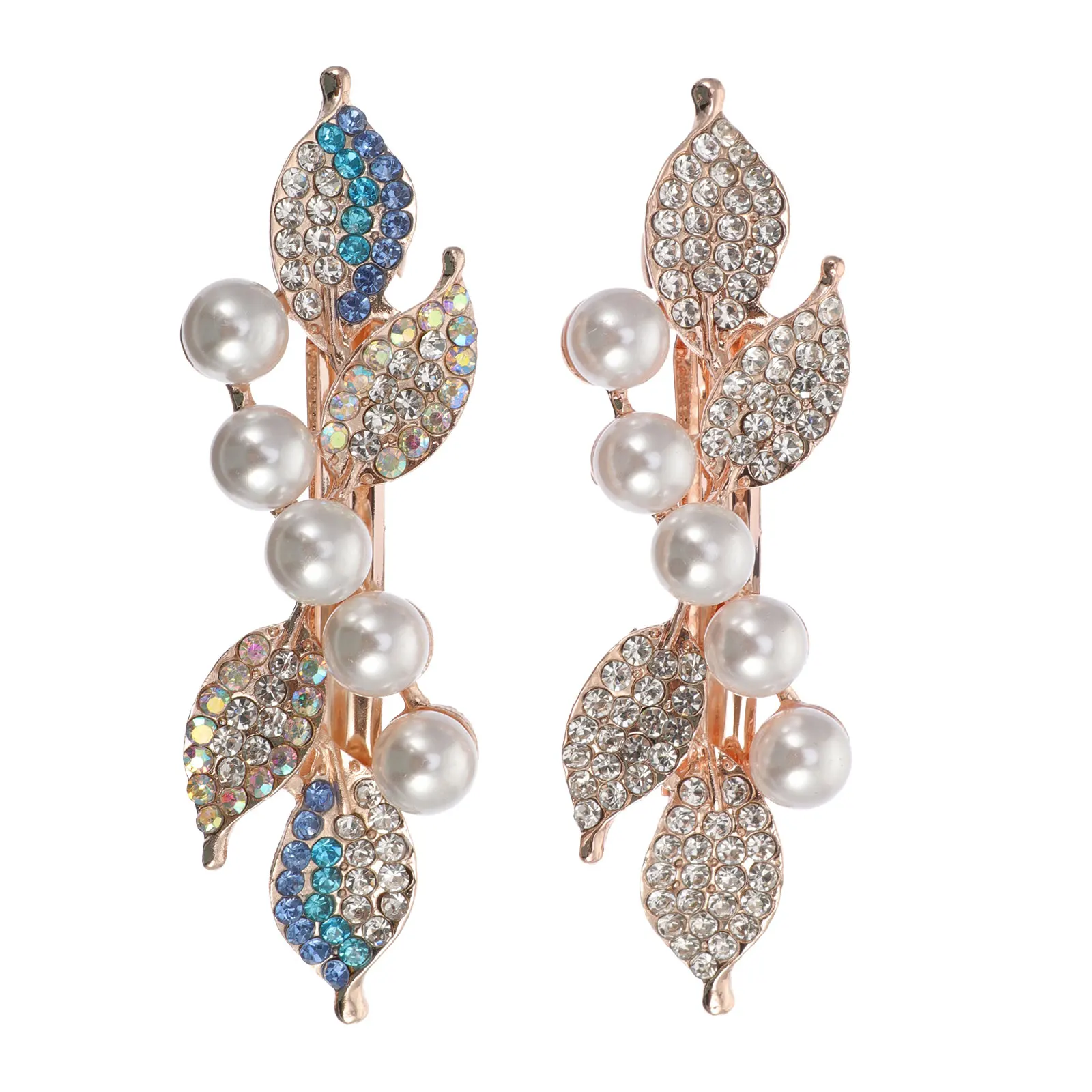 

2 Pcs Hair Barrettes Bow Hairpin Pearl Accessories for Clip Rhinestone Pins Blue