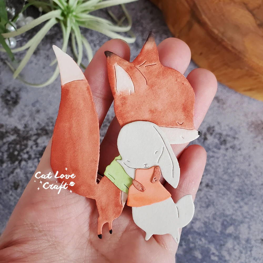 Catlove Fox Bunny Hug Animal Metal Cutting Dies Scrapbooking Stencil Die Cuts Card Making DIY Craft Embossing New Dies For 2023