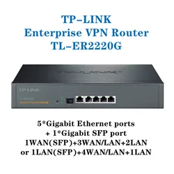 tp-link vpn router firewall ER2220G Dual-core CPU multi-WAN gigabit enterprise 1*1000Mbps SFP WAN+3*WAN/LAN+2*LAN 1000Mbps RJ45