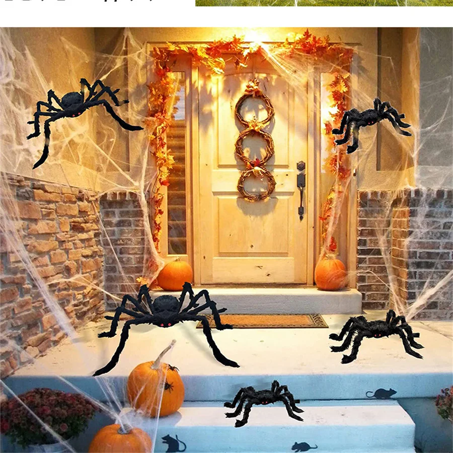 30/90/150 cm Halloween schwarze gruselige Riesenspinne Riesiges Spinnennetz Halloween Dekor Home Bar Spukhaus Requisite Urlaub Outdoor Dekor – Detail 12