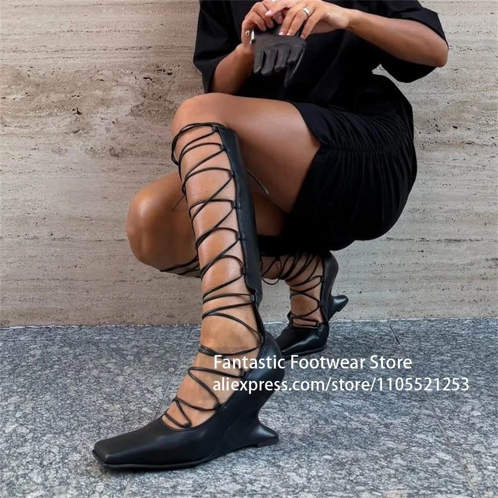 Crossfit Outfit - Square Toe Sculpted Wedge Heel Knee