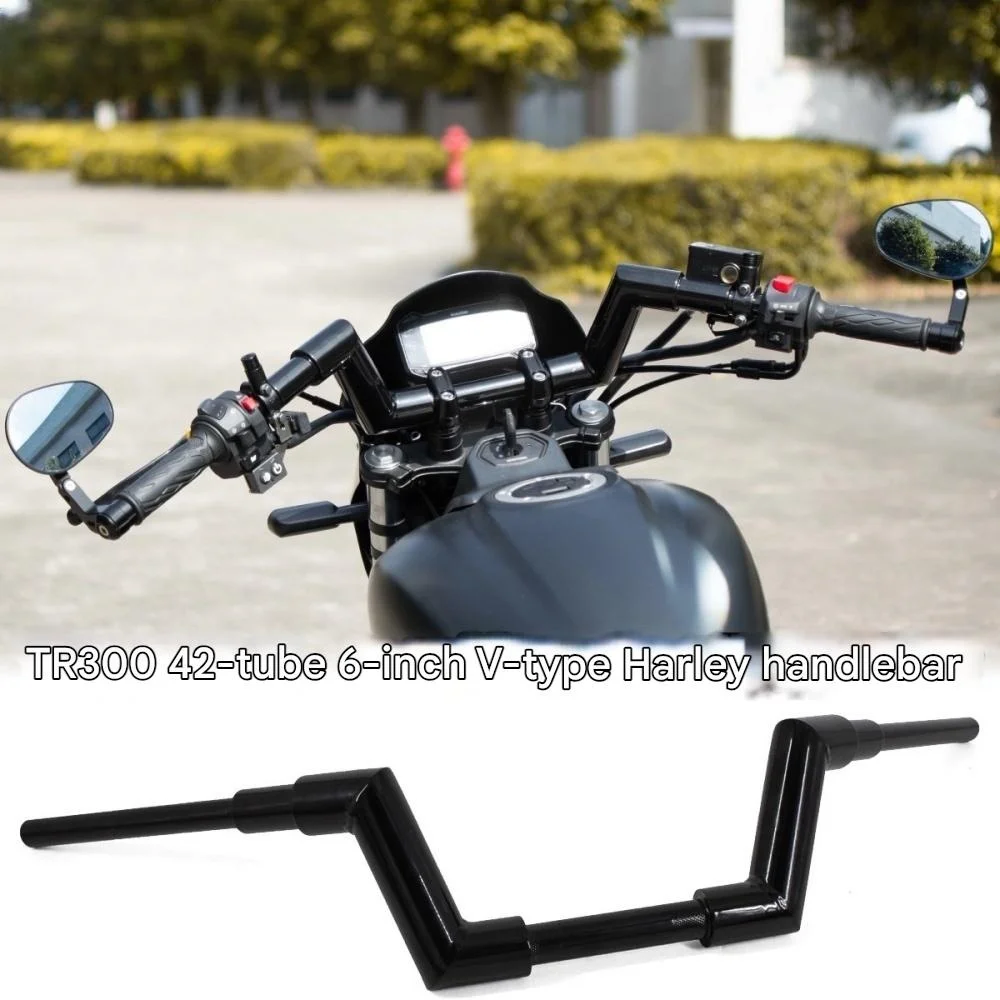 【Perfect fit】For Haojue TR300plus custom Harley steering handlebar special thickened 42 tube new V-shaped handlebar accessories