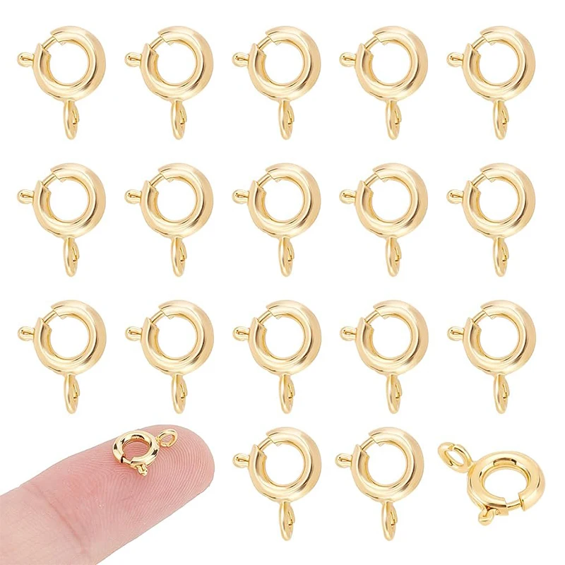 Echte 18K vergoldete Federringverschlüsse 5mm 6mm Halskette Armband Verbinder Verschlüsse Messing Federringverschlüsse für die Schmuckherstellung