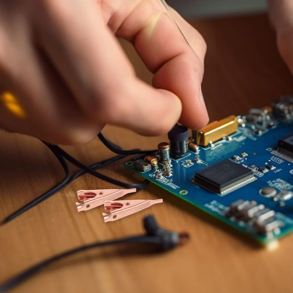 

10pcs Copper Alligator Clips 20Mm Flat Mouth For Electrical Testing Circuit Prototyping Diy Projects Small Spring Clamps