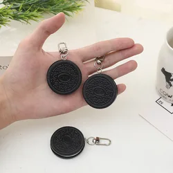 Simulation White Pink Cookies Keychain Funny Sandwich Cookies PVC Pendant Key Ring