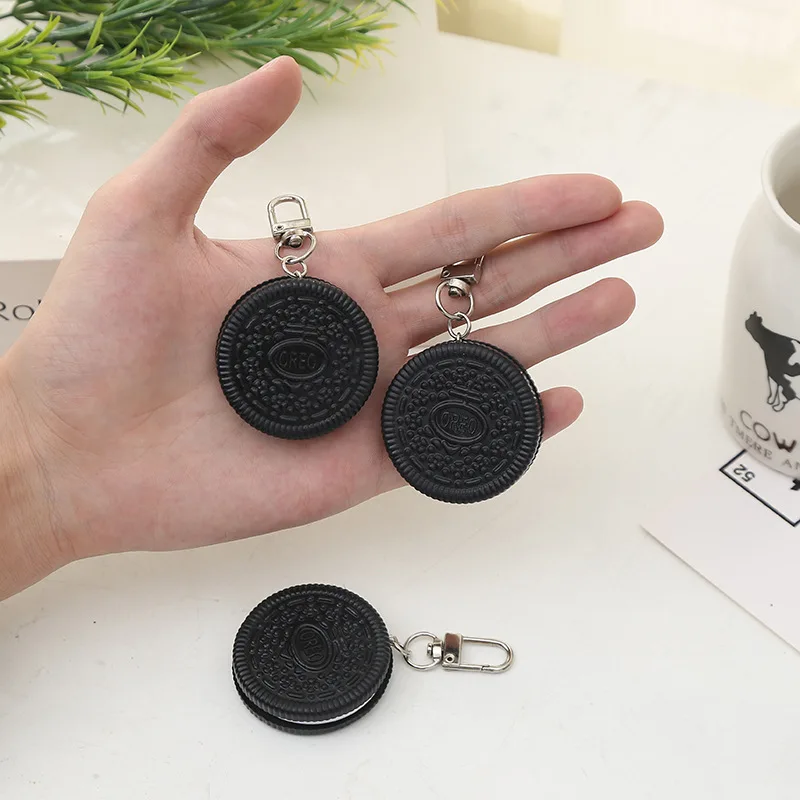 Simulation Oreo Cookies Keychain Funny Sandwich Cookies PVC Pendant Oreo Key Ring