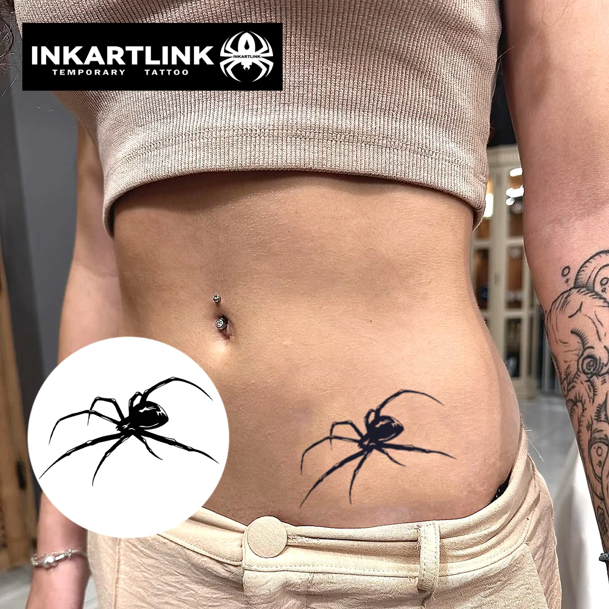 Spider Temporary Tattoo,Lasts To 15 Days New Technology Magic Waterproof Semi Permanent Sticker.