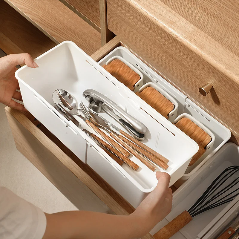 Expandable Storage Drawer Organizers, Versatile Storage Organizer Bins,Sliding Tray, Kitchen Drawer Organizers and Storage