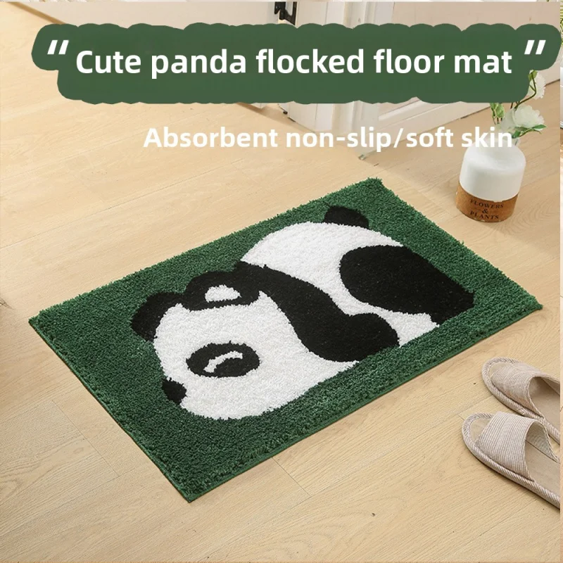 

Bathroom absorbent floor mat household toilet door stepping foot pad cartoon panda carpet door mat plush toilet floor mat