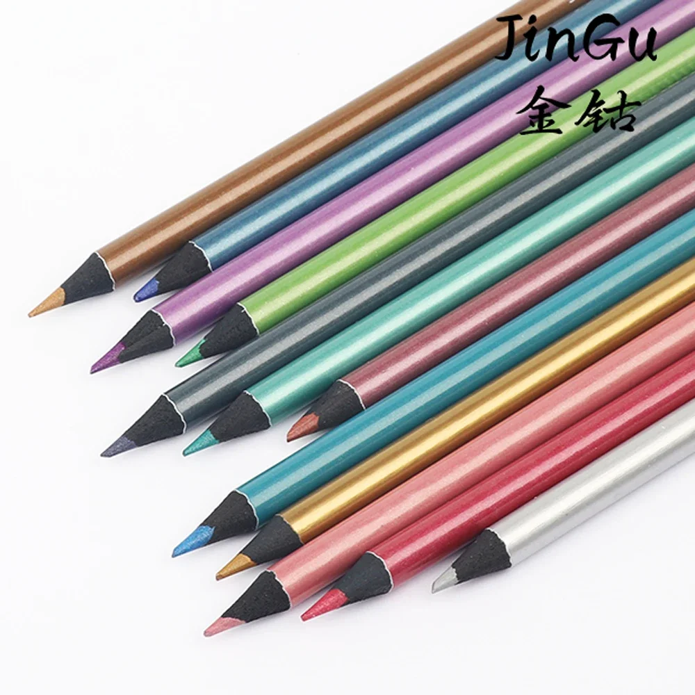 12 Colors Metallic Colored Pencil Drawing and Sketching Set Colored Pencil DIY Art Supplies Coloring Home Painting 12pcs/set