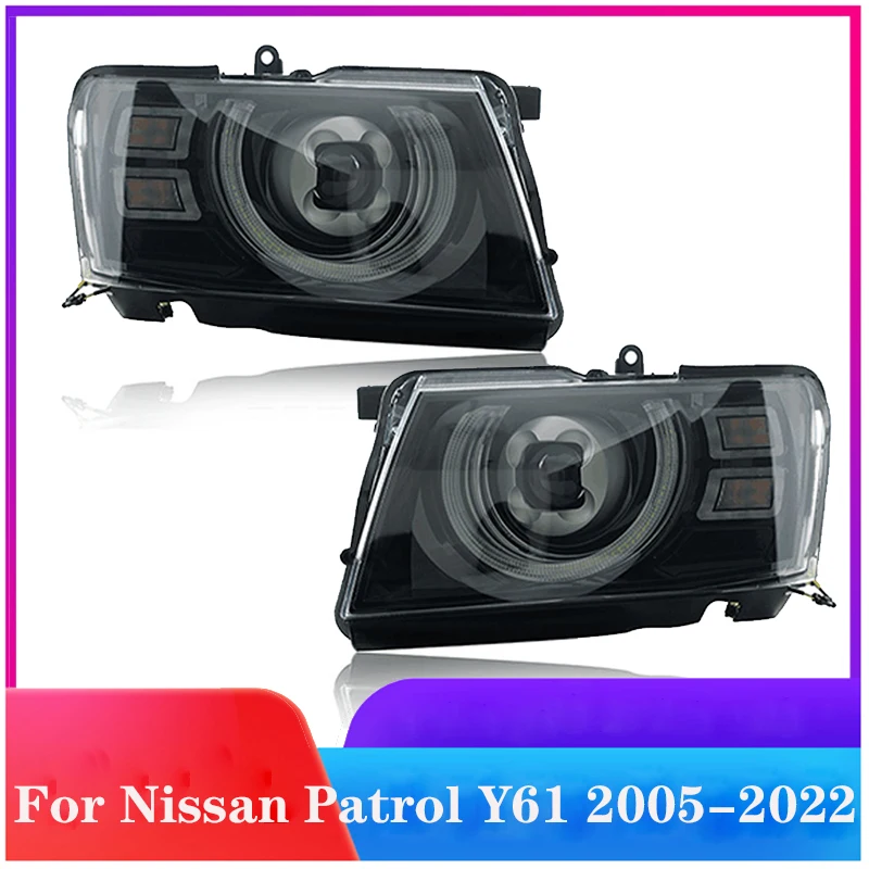 

Head Lamp For Nissan Patrol Y61 Car Headlights 2005-2022 DRL Front Head Light Lamp Upgrade LED Headlamp for Nissan Y61 car Parts