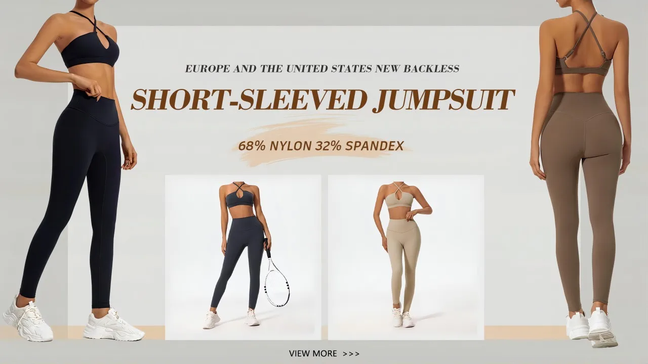 Neues Sommer-Zweiteiler-Sportset für Damen, Yoga-Kleidung mit überkreuztem Oberteil, Sport-Bandeau-BH, Sportoutfit für Frauen – Detail 1