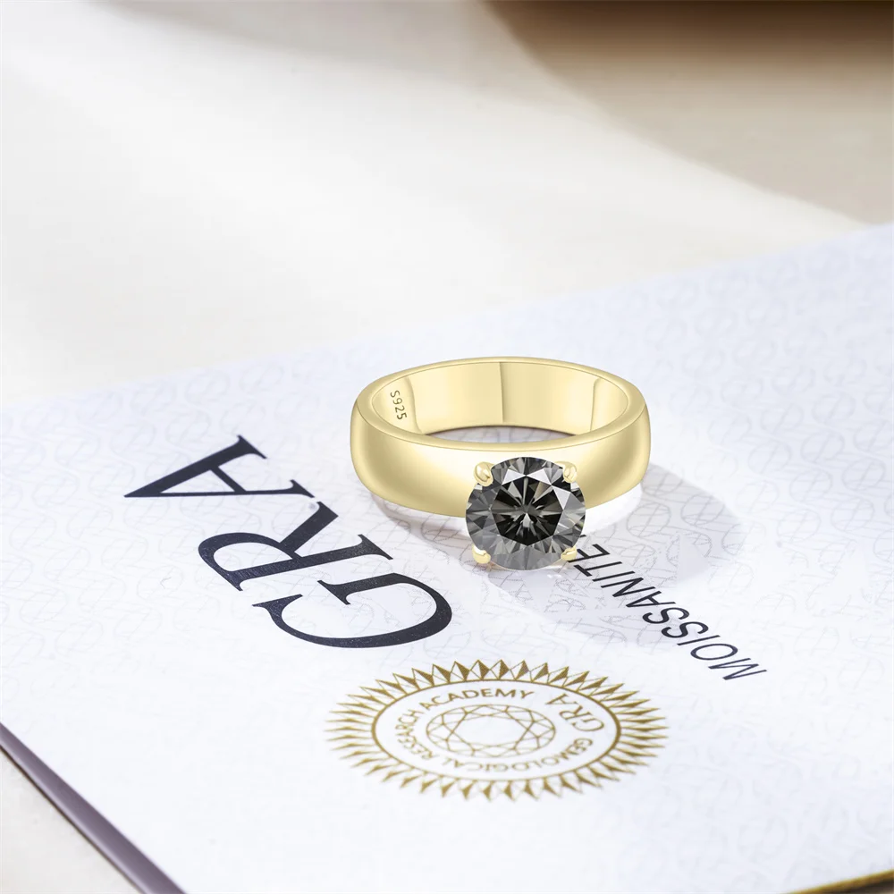 

2.0 Carat 8mm Moissanite Ring for Women 925 Sterling Silver Fine Jewelry Sparkling Female Dating Gift Adjustable Size 5-9