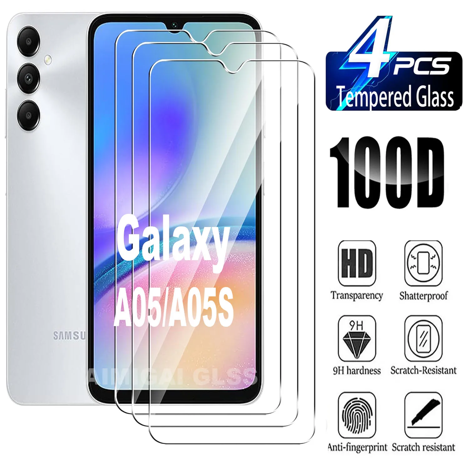 9H Screen Protector Glass For Samsung Galaxy A05 A05S HD 2/4Pcs Tempered Glass