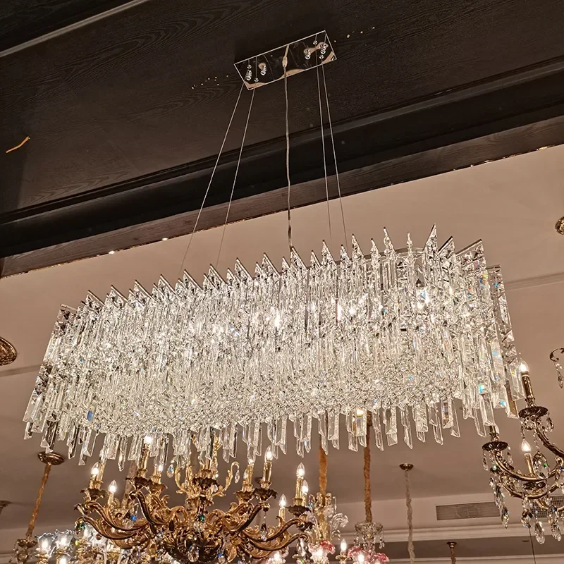 الحديثة كريستال LED الثريا الكروم جولة شنقا تركيب المصابيح لغرفة المعيشة غرفة الطعام ديكور المنزل الفاخر غرفة نوم