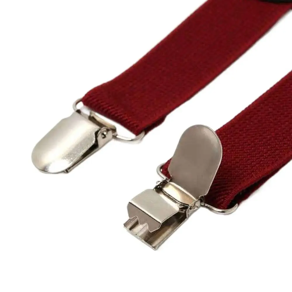 Fashion Solid Color For Children Strap Strap Clip Performance Hanging Pants Clip Tie Suspenders Set Suspenders Clips Bow Tie
