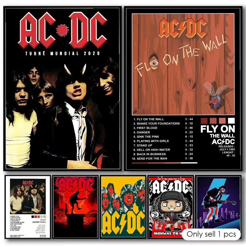 A-AC-D-DC H-Highway to Hell Painting Calligraphy Canvas Poster Hallway Bedroom Living Room Home bar Decoration interior Wall