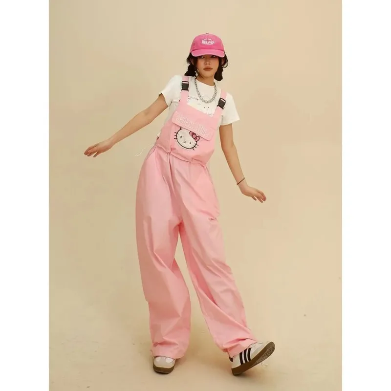 Sanrio Hello Kitty Women Dopamine Sweet Rabbit Ear One-piece Style Pants New Summer Korean Version Cute Trousers Casual Overalls