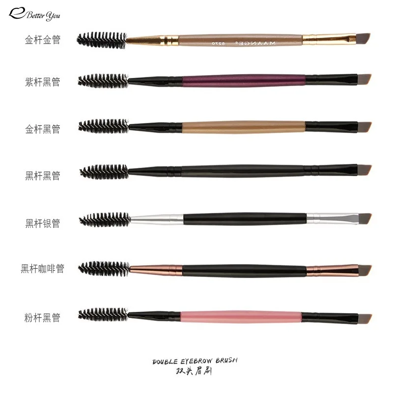 1PC Double-headed Eyebrow Brush Spiral Bevel Makeup Brush Mascara Brush Wooden Handle Single Easy to Carry Beauty Tools