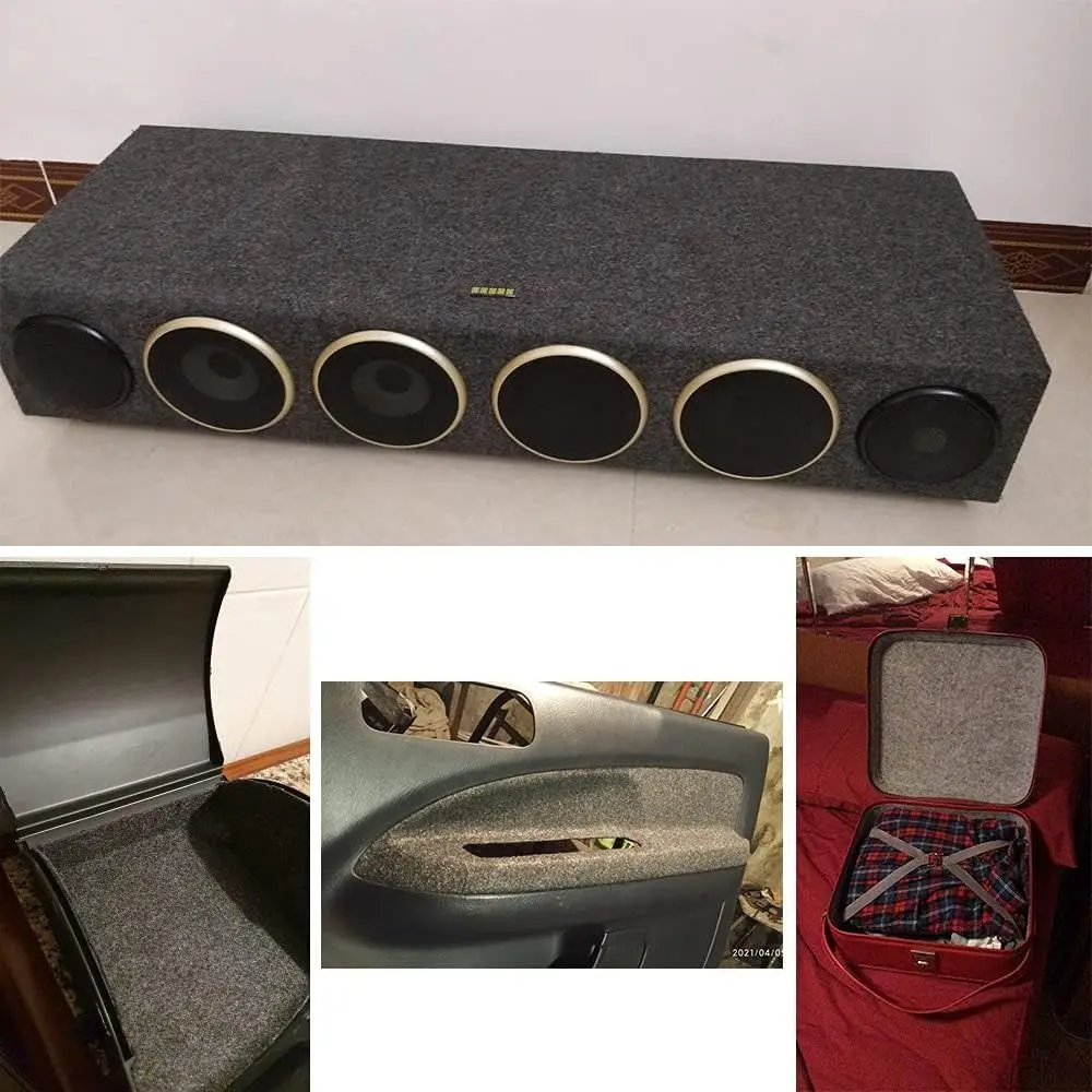 Mata samochodowa do wnętrza, czarno-szara, na głośniki, długość 1/2M, szerokość 0.5M, filcowa tkanina na subwoofer, wyściółka bagażnika, siatka na głośniki. — zdjęcie produktu 5