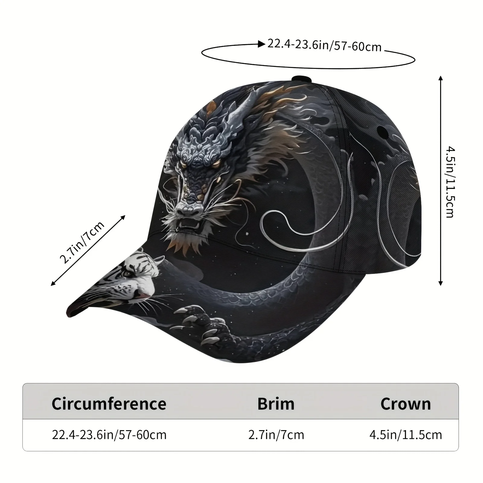 Custom 1pc Adjustable Breathable Baseball Cap With Fierce Dragon Head Design - Lightweight PET & Polyester Hat For Outdoor