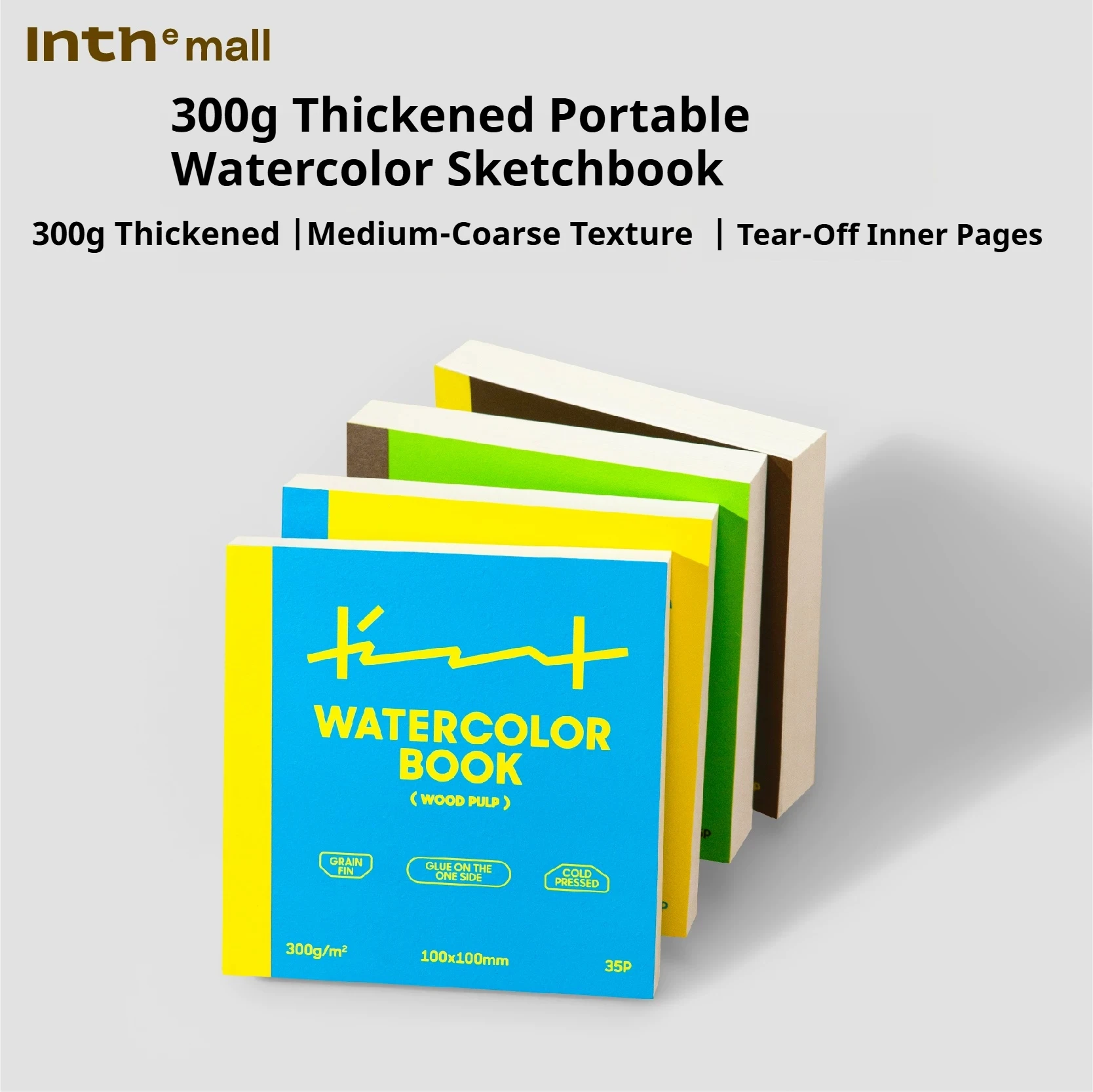 Watercolor sketchbook, medium rough texture,35 sheets in total, 300gsm wood pulp paper, tear-off page design, suitable for art