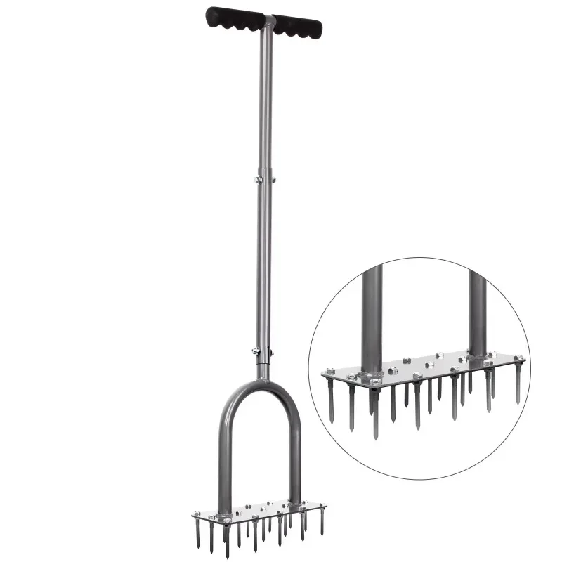 Buy-wish Manual Steel Grass Spikes Tools for Coring Aerating with 15 nails Lawn Yard Care Loosening Soil Metal Lawn Core