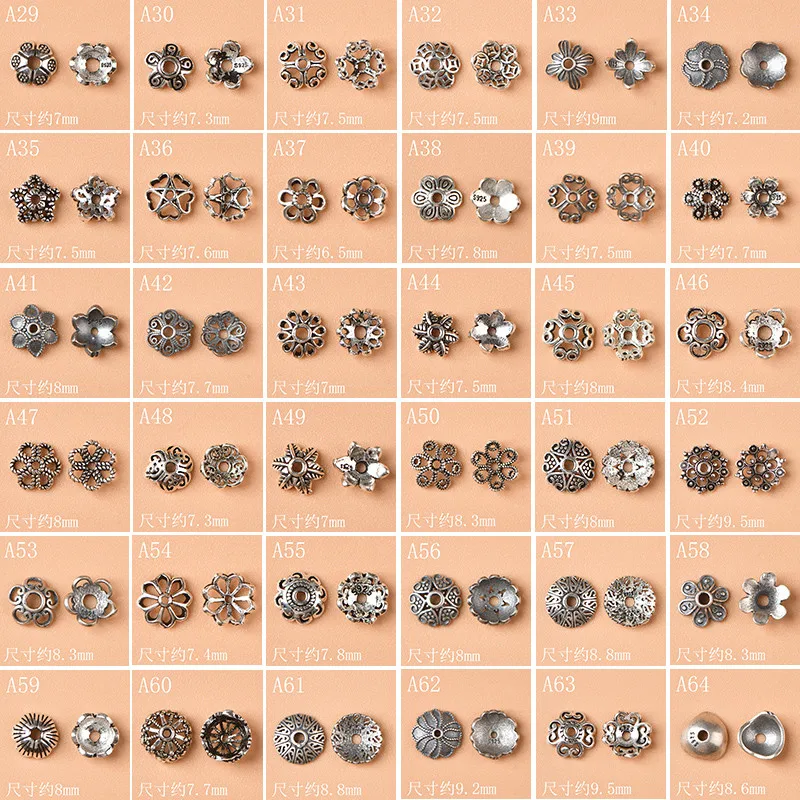 S925 الفضة التبعي حبة حامل حبة واحدة DIY الخرز كريستال صنع المجوهرات