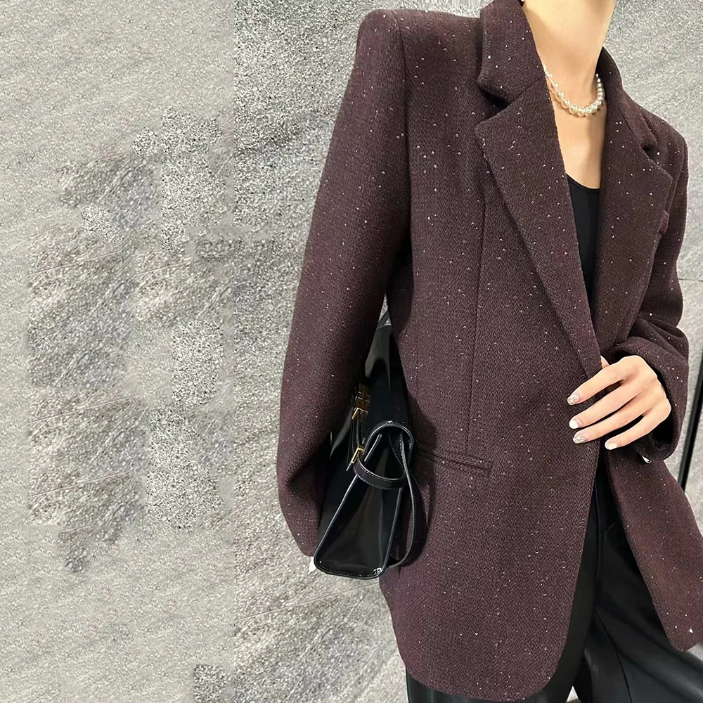 TWOTWINSTYLE Temperament Patchwork Pocket Coats For Women Notched Collar Long Sleeve Spliced Button Designer Blazers Female New