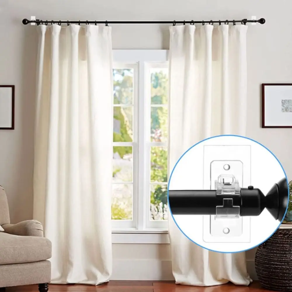 2pcs New Multipurpose Curtain Rod Bracket Household Universal Design Curtain Rod Hook Durable Fixed Holder