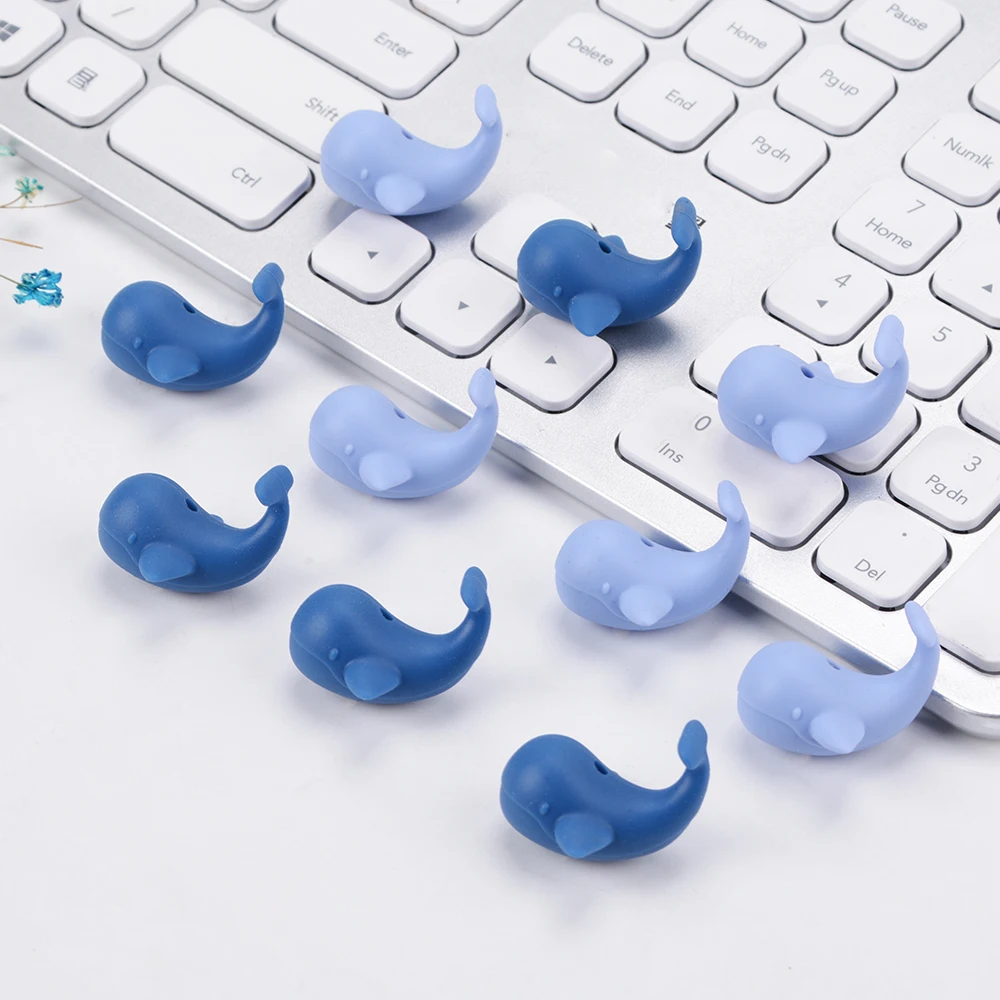 LOFCA 10Pcs Mini Whale Silicone bead jewelry Making  bracelet Necklace DIY Keychain Jewelry accessories Toys