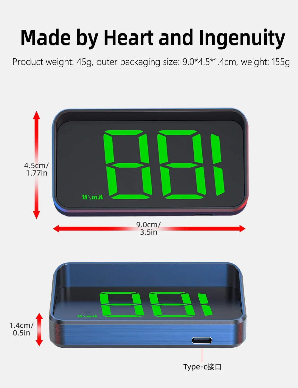 M2 Head-Up-Display Auto-GPS-Tachometer KMH HUD Universelles USB-Kabel Plug & Play GPS & Beidou Dual-Satellitensystem – Detail 13