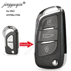 jingyuqin 433Mhz FSK with chip 2 Buttons Remote Key Fob Flip for Citroen DS3 Ce0523