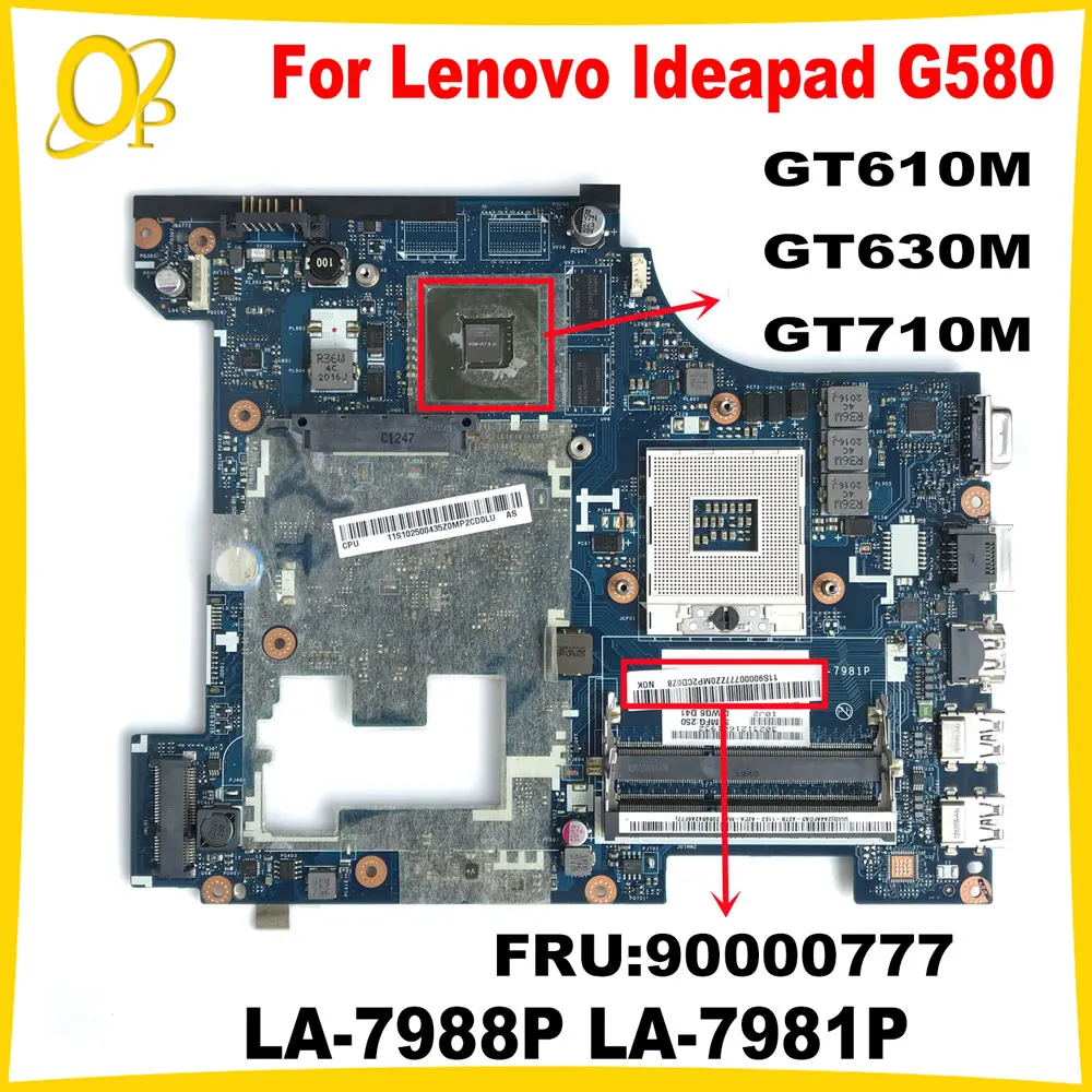 

QIWG6 LA-7988P LA-7981P Mainboard for Lenovo Ideapad G580 laptop motherboard GT610M GT630M GT710M GPU HM76 DDR3 Fully tested