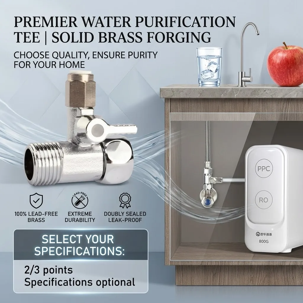 1/2 to 1/4 3/8 Inch 304 Stainless Steel RO Water Purifier Diverter Valve Tee 3 Way Connector Quick Fitting Adapter for Tami 4