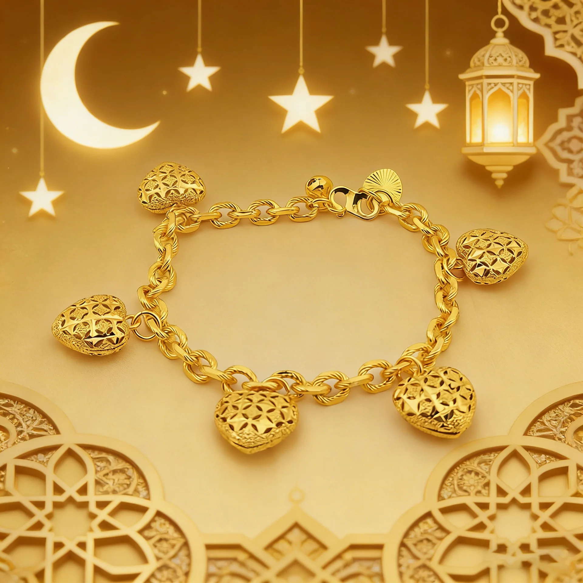 9999 gold Middle Eastern lady's premium luxury personalized style Malaysian influencer best-selling heart-shaped bracelet