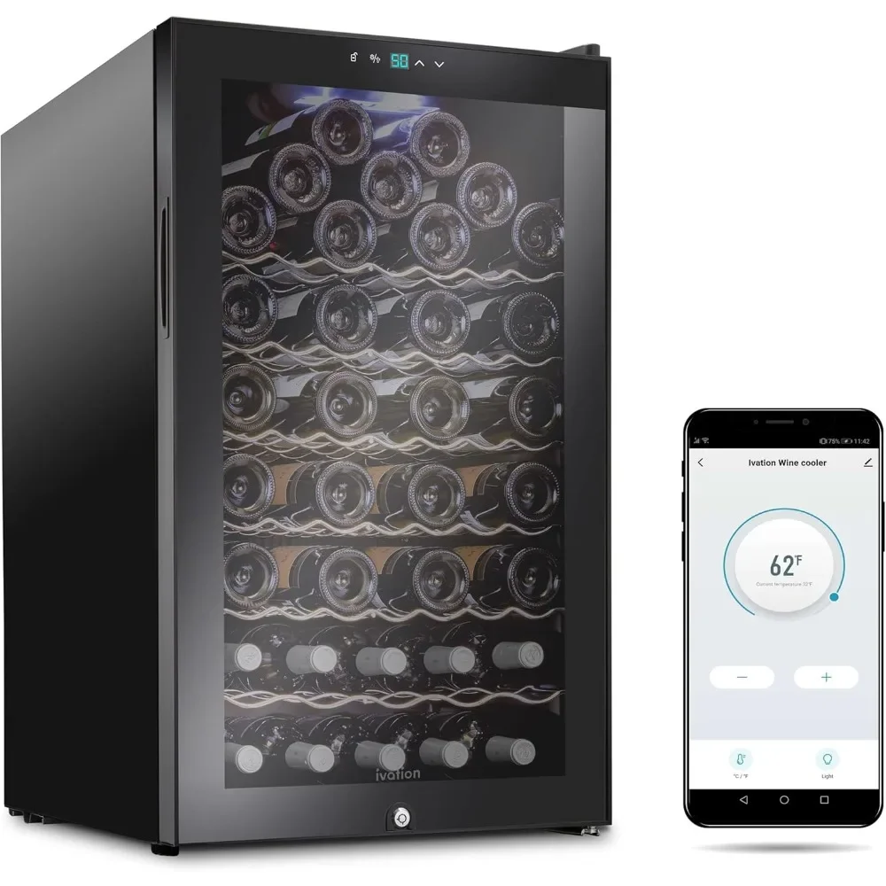 

51 Bottle Compressor Wine Cooler Refrigerator with Wi-Fi Smart App Control Cooling System Large Freestanding Wine Cellar Fridge