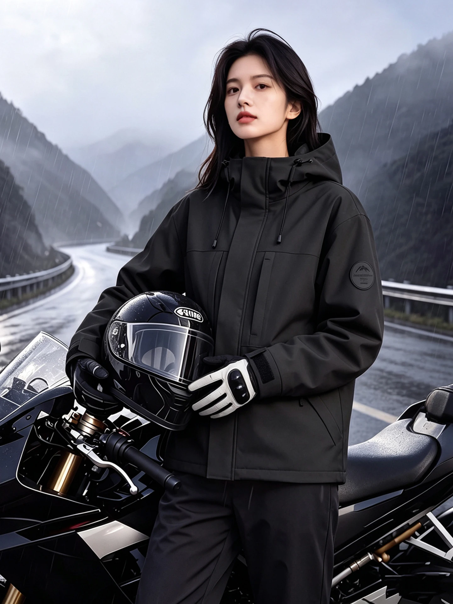 Unisex Detachable Three-in-One Outdoor Cycling Raincoat Warm Loose Fit Hat Jacket Waterproof Breathable Polyester Inner 