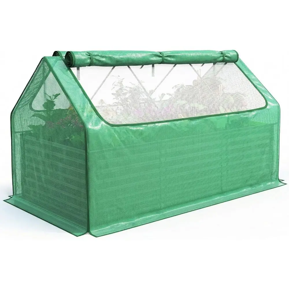 

Green 8x4x2 ft Galvanized Metal Raised Garden Bed for Vegetables with Cover, Outdoor Planter Box