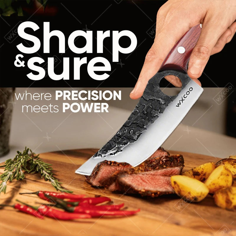 WXCOO Multifunctional Kitchen Knife for Skinning Meat Cleaver Boning Butcher Knife Fruit Peeling Forged Steel Knife