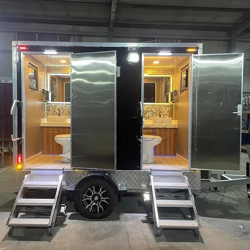 Transport Towable Mobile Restroom Trailer Dual‑Door Odor Control Waterproof Anti‑Corrosion For Outdoor Festival Party Gathering
